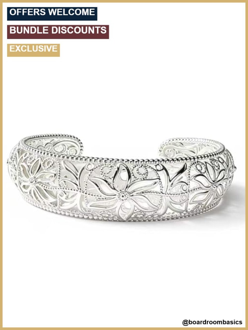 Sterling Silver Open Cuff Bracelet Stackable Italian Handmade